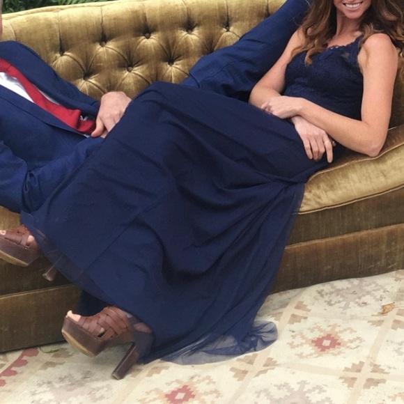 Anthropology BHLDN Hitherto Navy Samantha Lace Maxi Dress - Picture 3 of 8